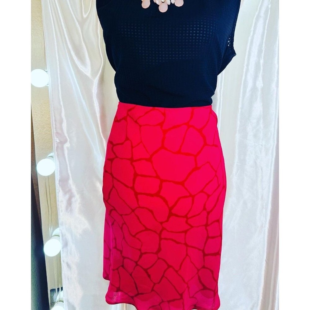Y2K Express Ruffle Mermaid Midi Tube Skirt Bodycon Orange Pink Small VTG 2000s